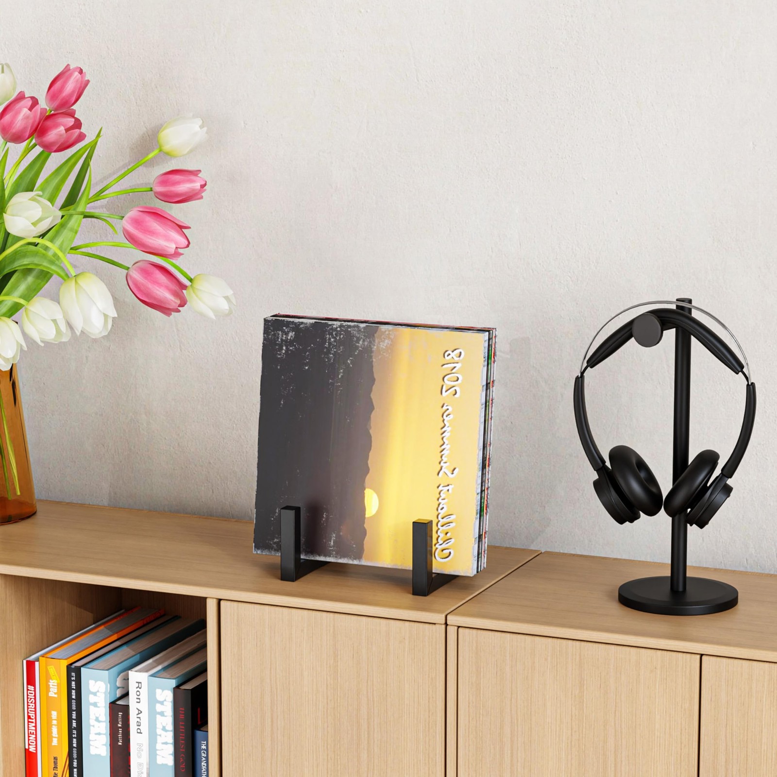 2Pack Records Storage Holder, Vinyl LP Stand CD Display Frame,Metal Album Sto...