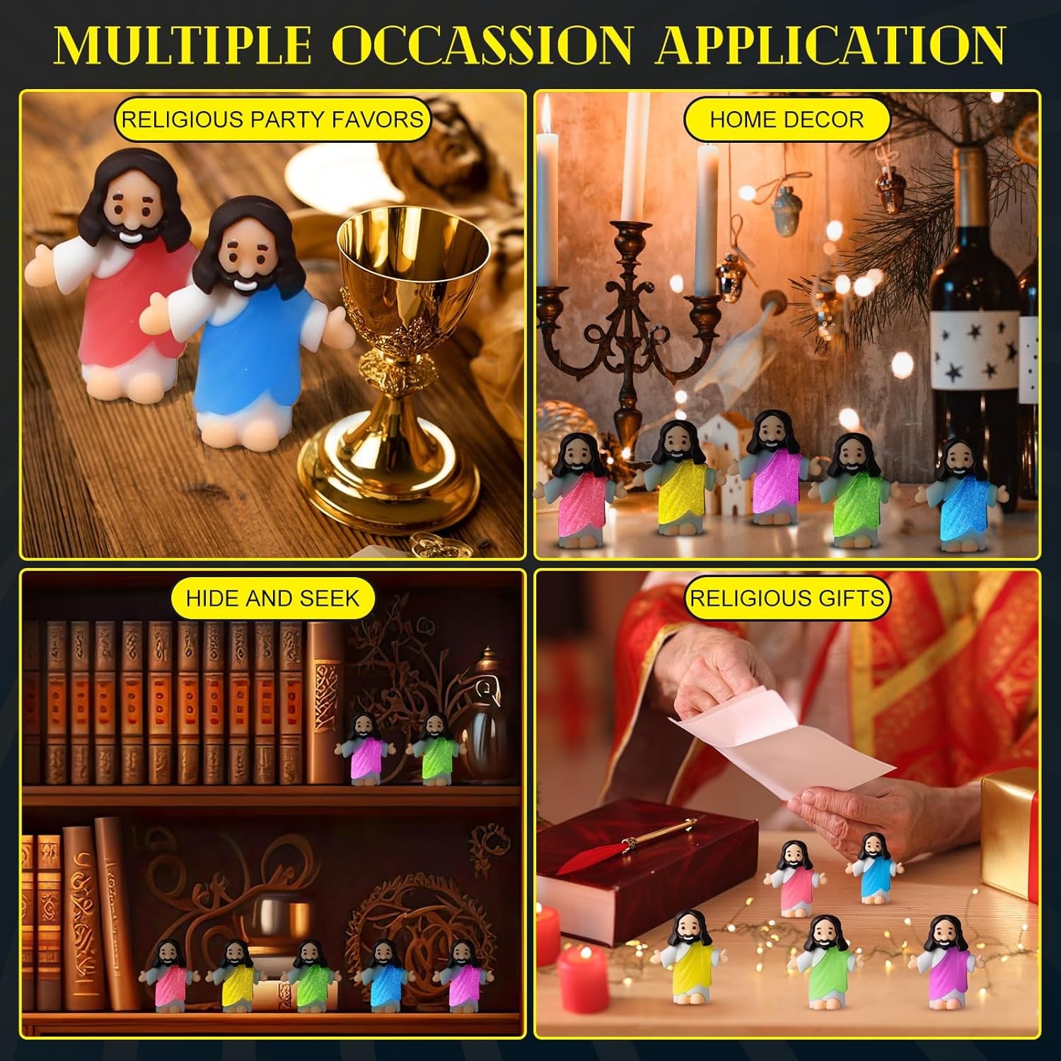 25 Sets Little Jesus Figurines Mini Figurines Bulk Glow in The Dark Tiny Luminou