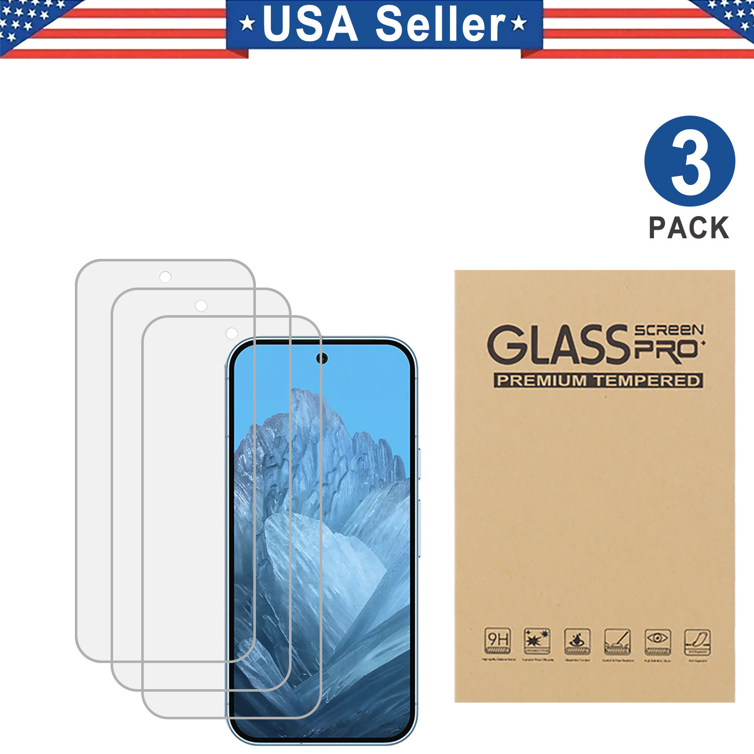 3PK Tempered Glass Protector Google Pixel 3 4 5 6 7 8 8 9 10 a Pro Fold XL