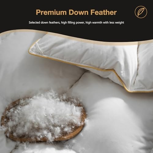 Luxurious Goose Down Comforter King Size Filled with King-90x106 inches White