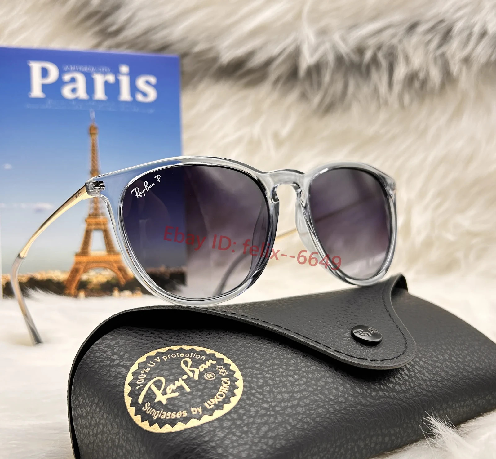 *New* Ray-Ban Erika RB4171 6592/T3 Polarized Sunglasses Blue Frame Grey UV Lens