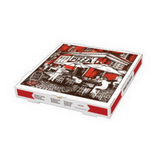 Square Cafe Design B-Flute Corrugated Pizza Box White 12" L x 12" W | 50/Bundle