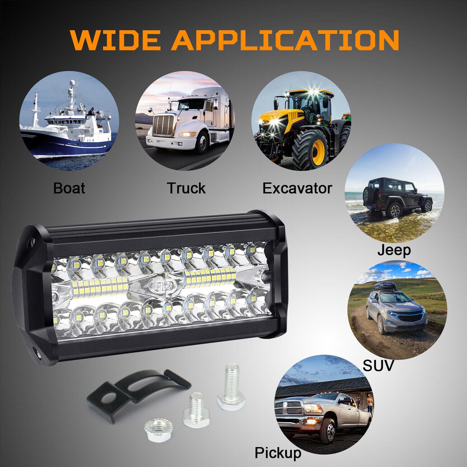 2PCS 6inch LED Work Light Bar Flood Spot For Boat Fishing Boating Night Fog Lamp