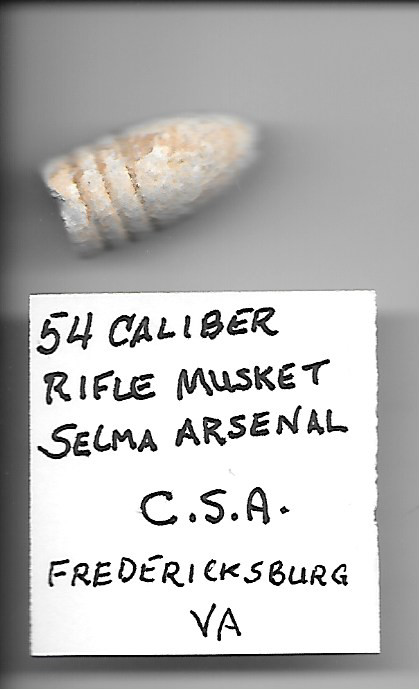 ONE Genuine 54 Caliber Selma Arsenal Bullet Recovered at Fredericksburg, VA