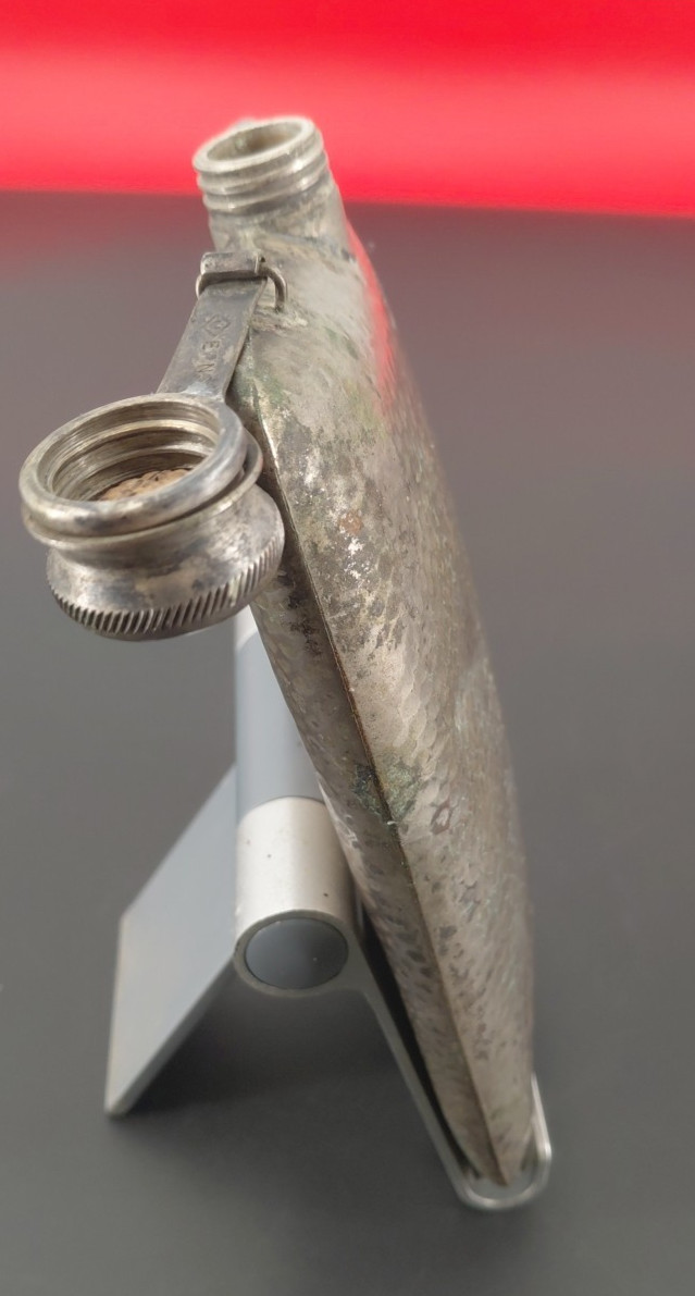 Vintage Hammered Silver Plate Hip Flask