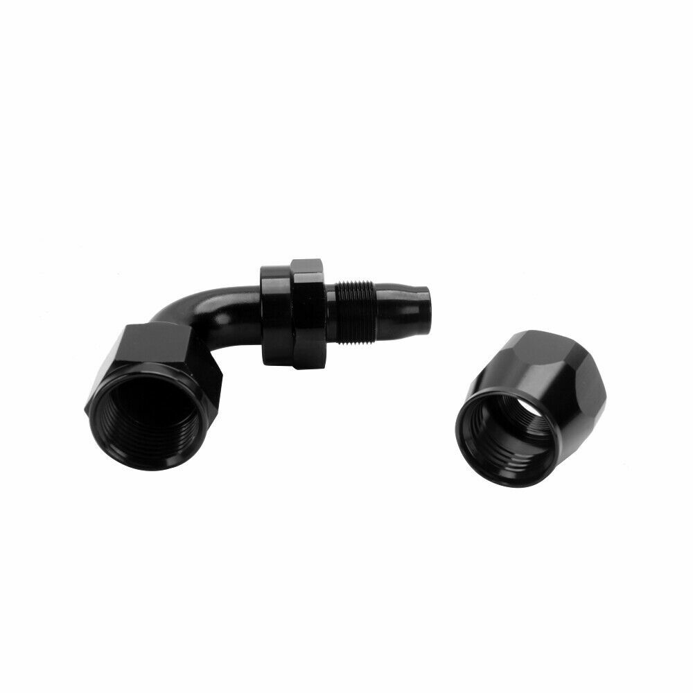 2Pcs 90° 90Degree Swivel Hose Line End Fitting Adaptor Fuel Oil AN10 10AN Black