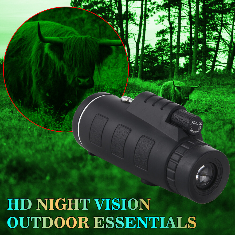 80x100 Zoom Day/Low Night Vision HD Monocular Starscope Monocular Telescope