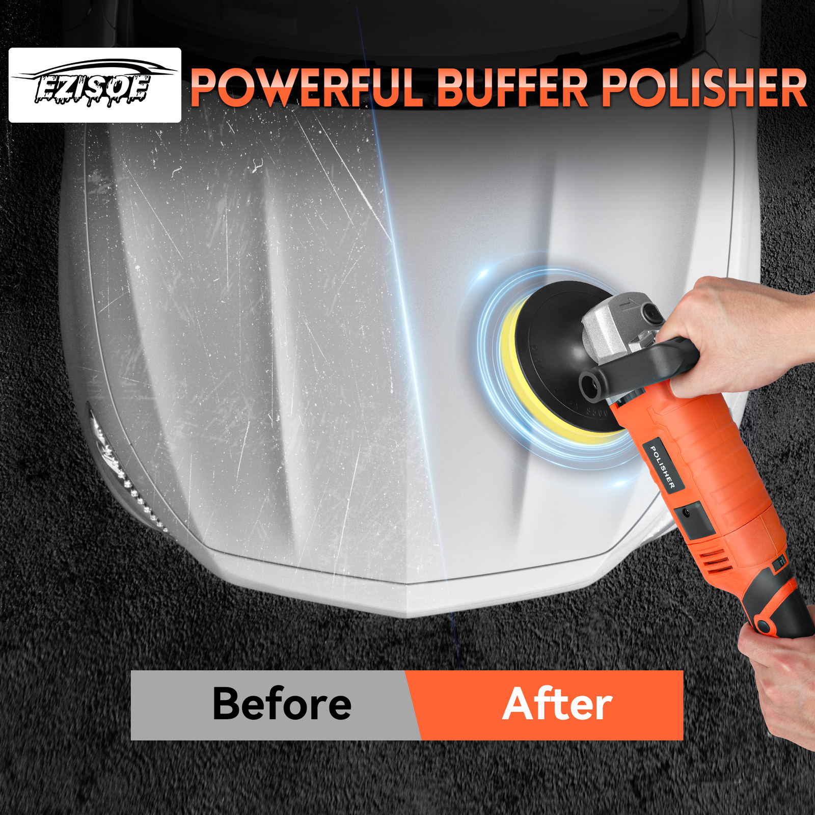 Car Buffer Polisher Waxer 7-Speed Rotary 6" + 7" Backing Plate Polishing Machine