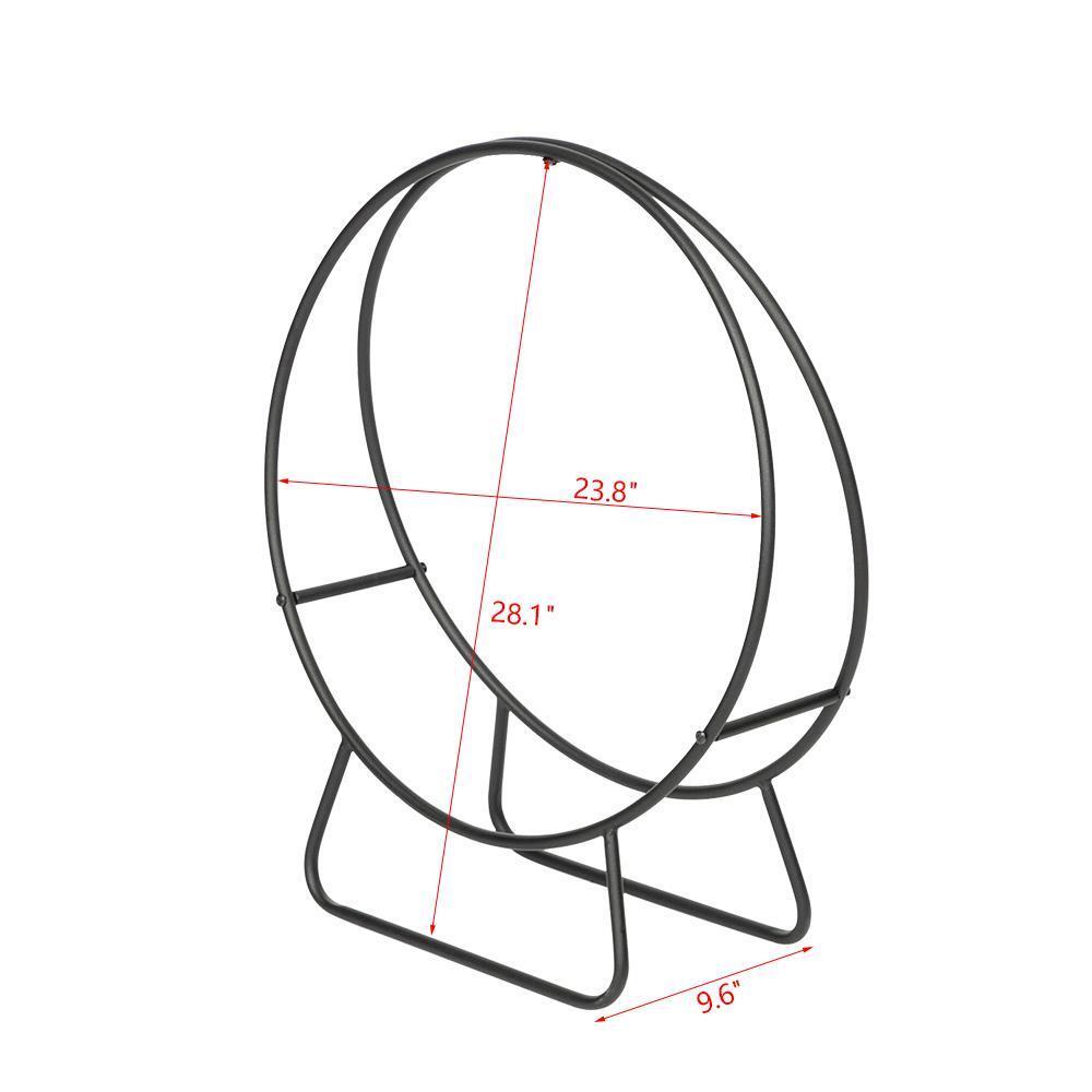 Firewood Log Rack Fireplace Wood Tubular Steel Storage Organizer Round Holder