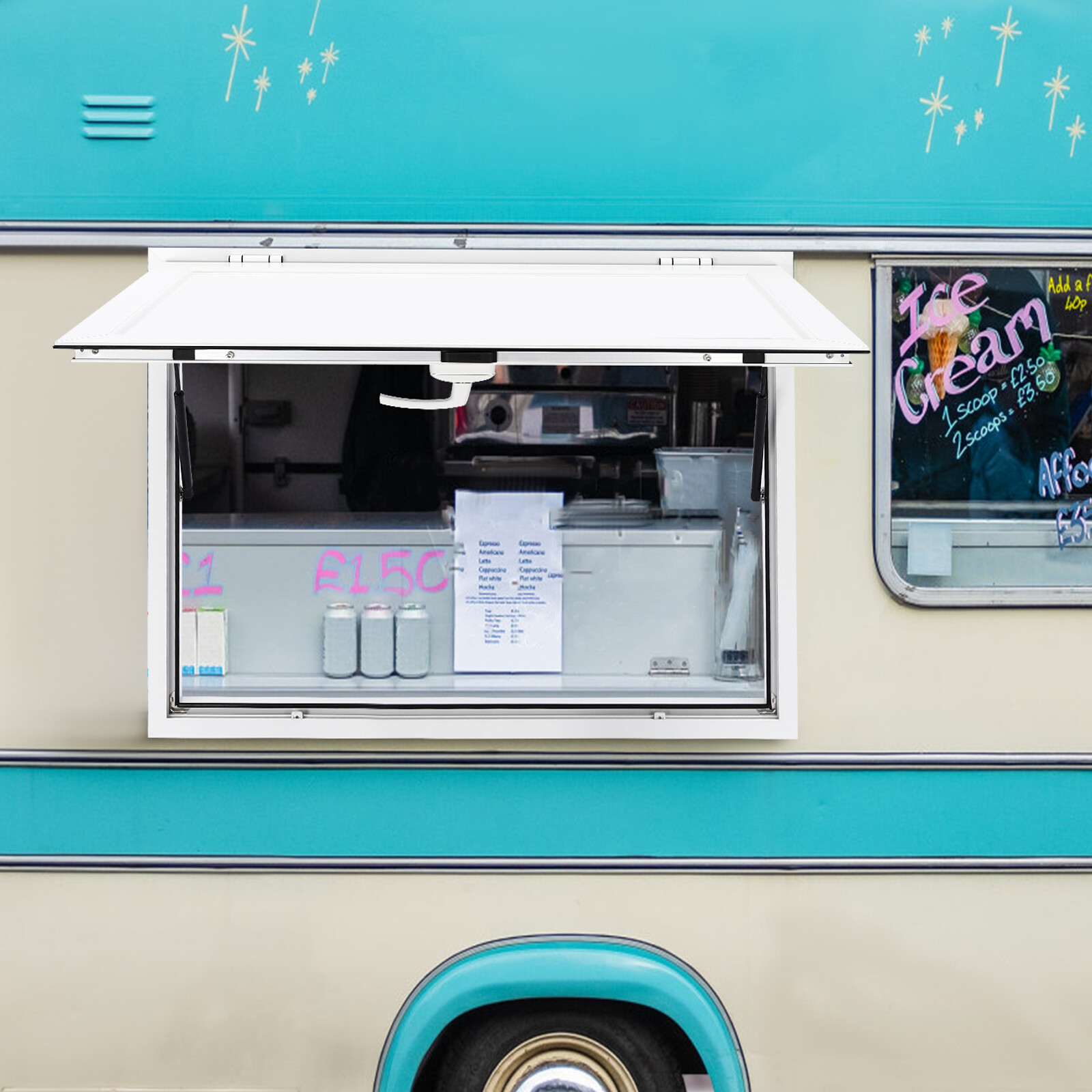 Food Truck Concession Stand Serving Window Rectangular Service Window 36" x 24"