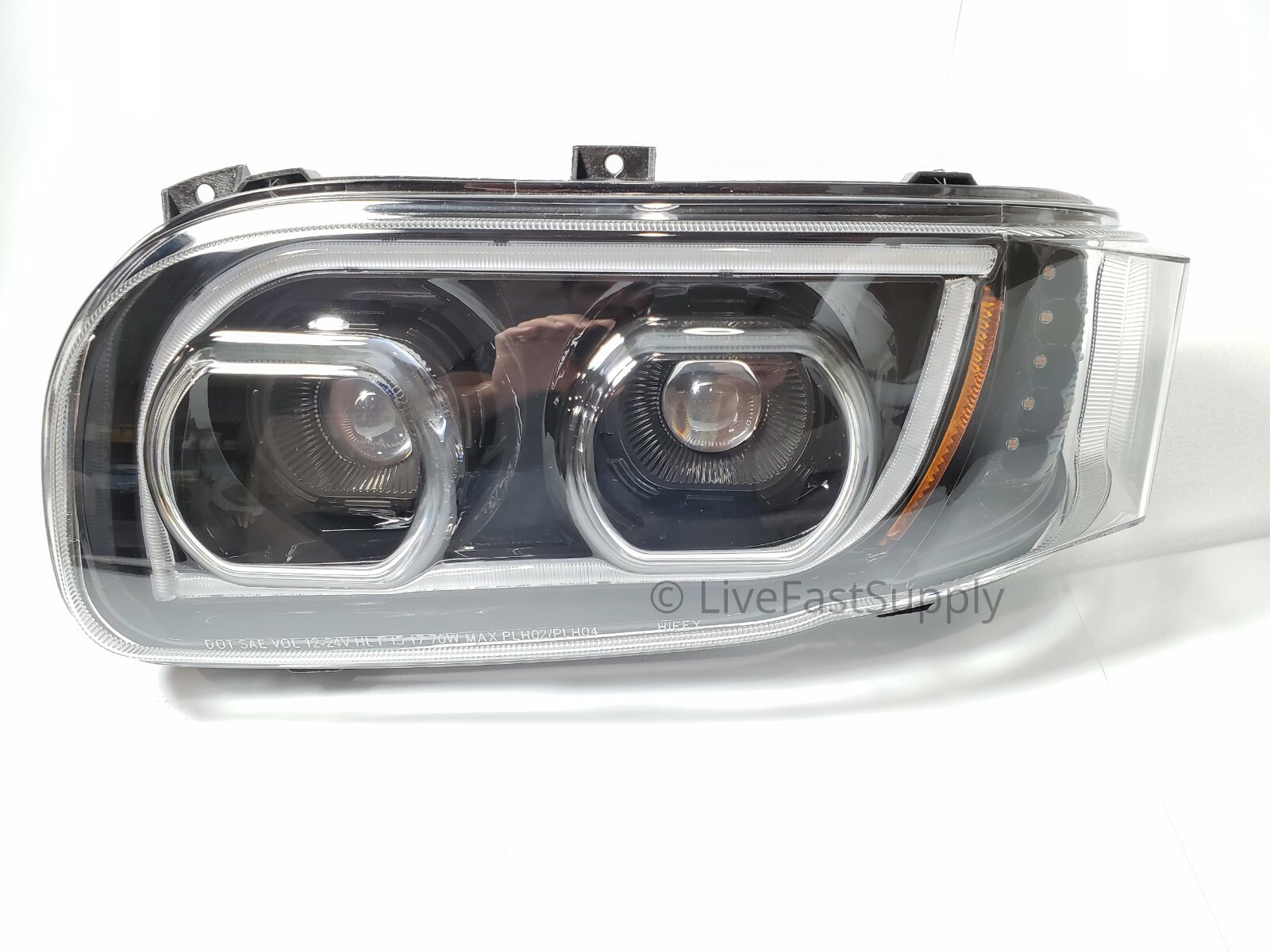 Pair All LED Headlights w/ Dual Function LED Halo DLR for Peterbilt 388/389/567