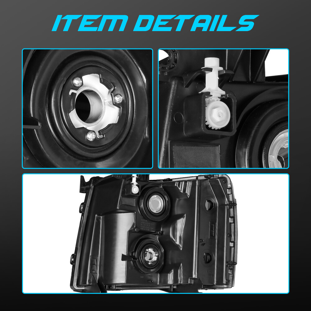 For 2007-2013 Chevy Silverado 1500 2500HD Black Housing Headlights LH & RH