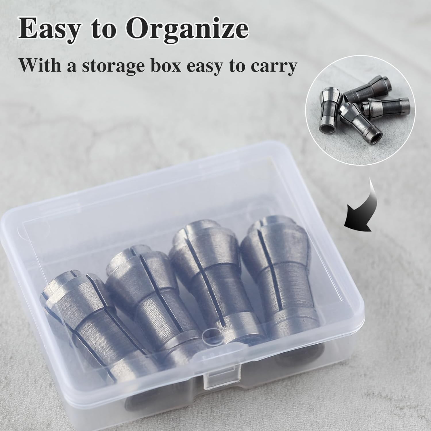 4 Pcs Die Grinder Collet Adapter Set for 1/4" & 1/8" Arbors - 3mm & 6mm Chucks