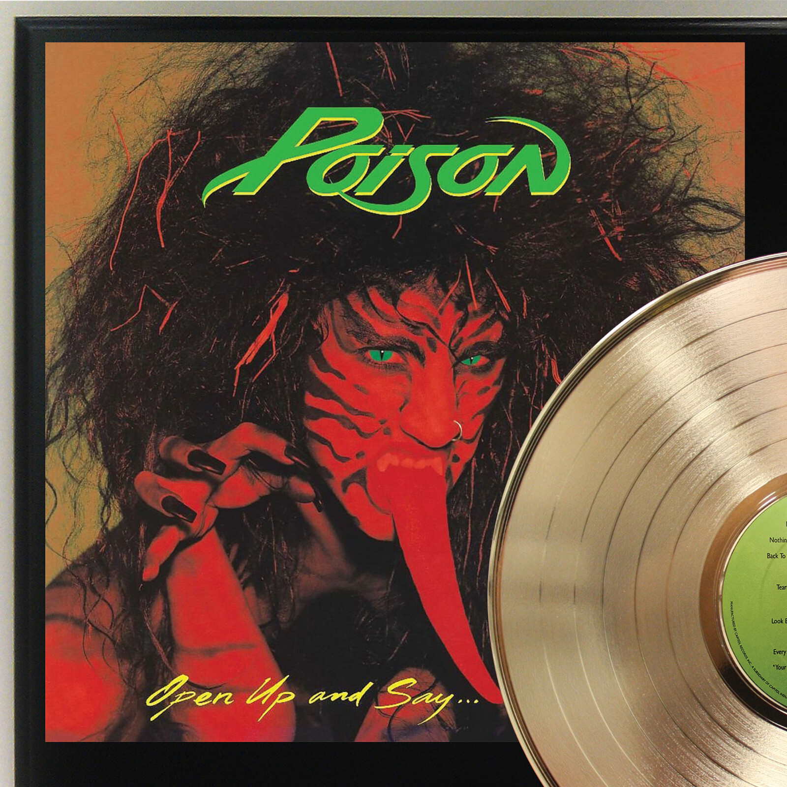 Poison - Open Up And Say Ah Gold LP Record Plaque Display