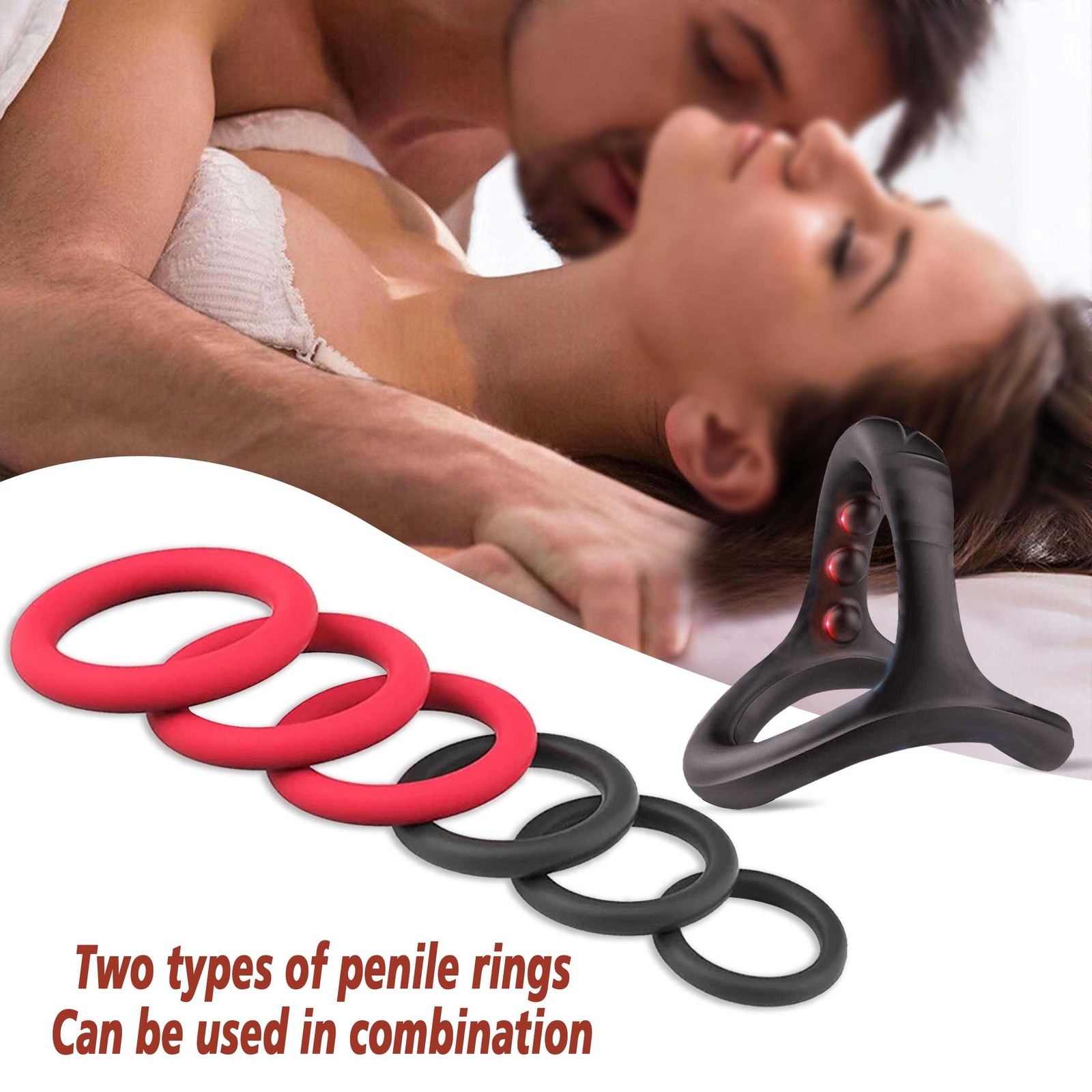 7PCS Silicone Cock Ring Super Stretchy Strong Stay Hard Penis Rings Men Sex Toys