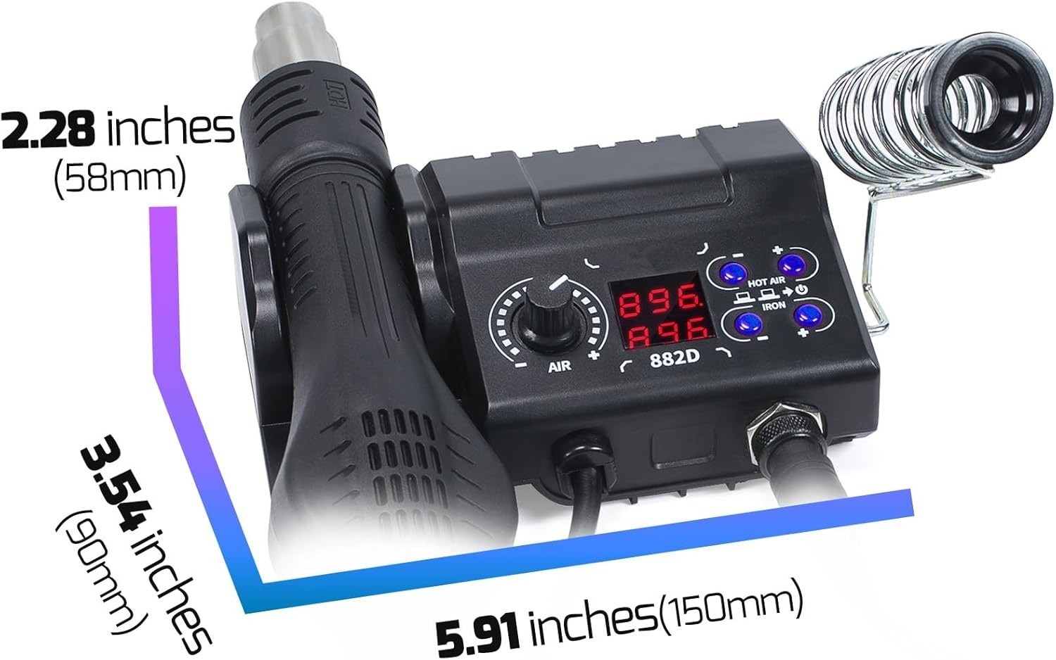 Estacion De Soldadura 2 En 1 Estación Calor Pistola Aire Caliente Digital Nuevo