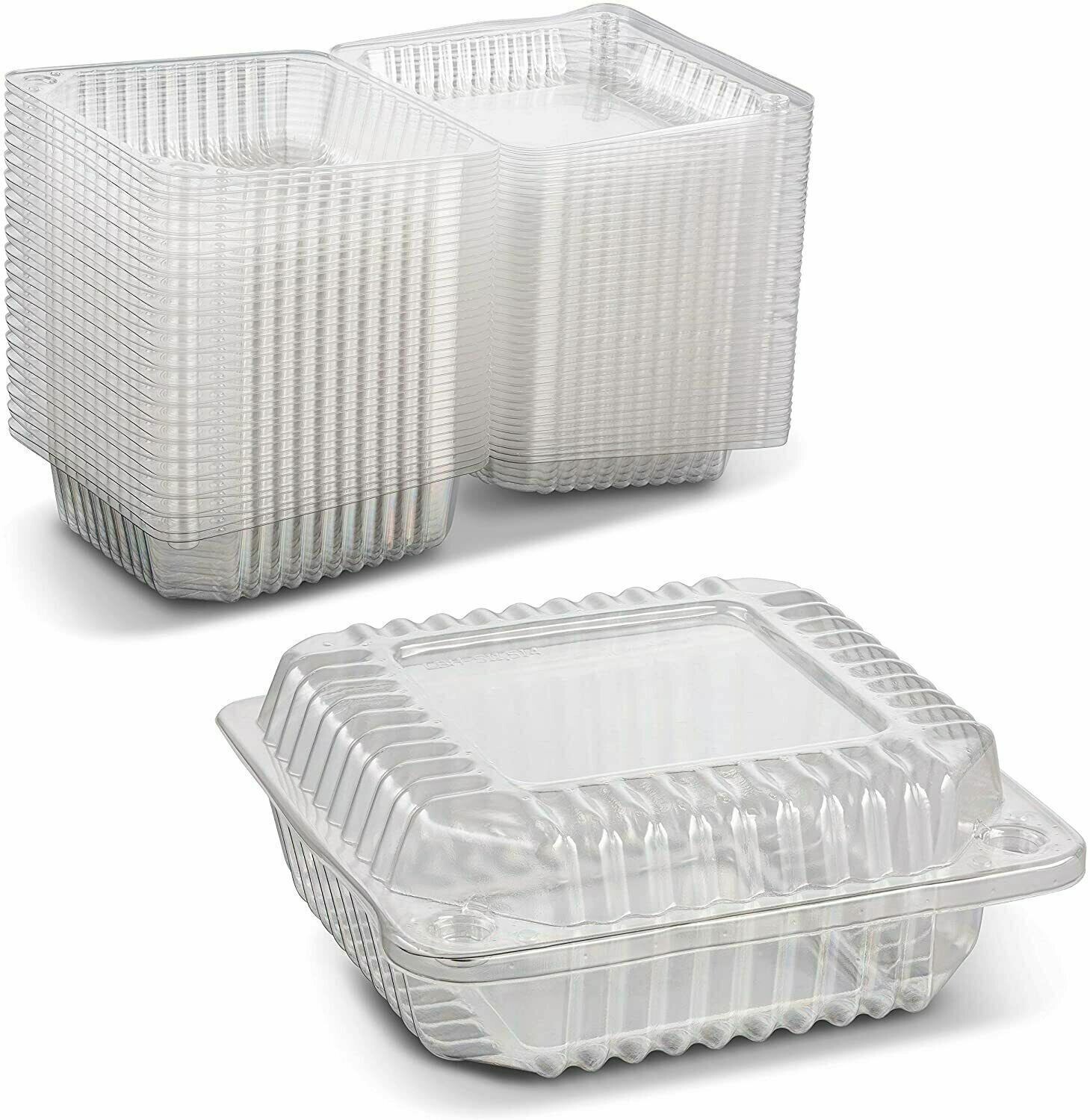 Dart 6" Clear Hinged Plastic Food Take Out To-Go / Clamshell Container 100 Pack