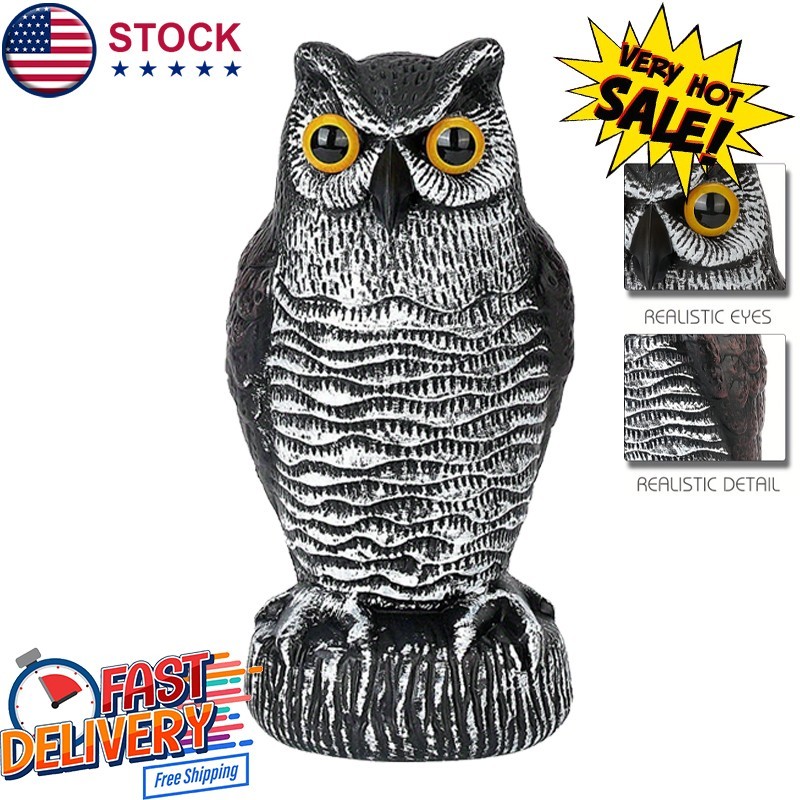 1-2PCS Owl Decoy Statue Protect Garden Yard Scare Birds Away Pigeon Repellent US