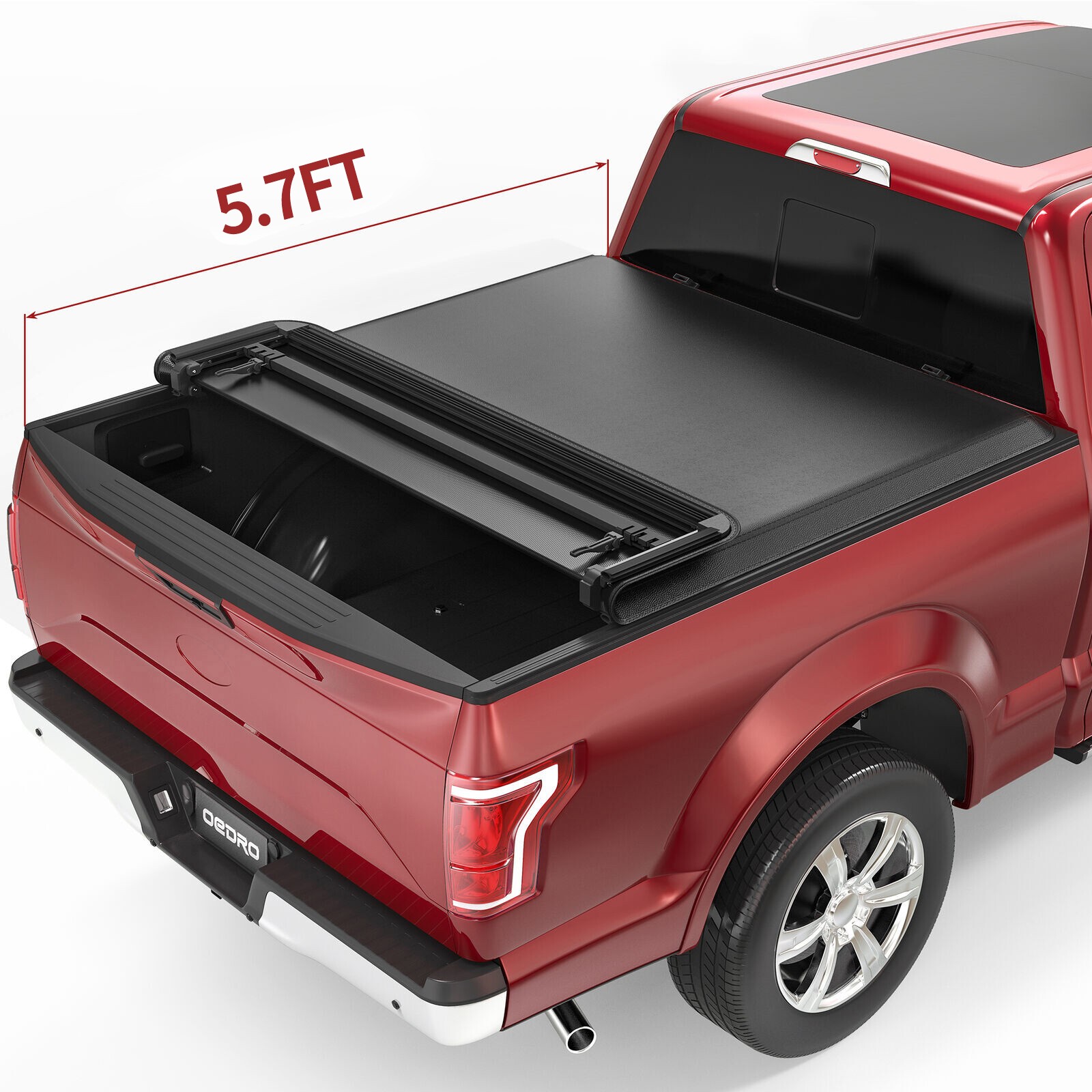 5.7FT Soft 4-Fold Tonneau Cover For 2009- 2026 Dodge Ram 1500 Crew Cab Truck Bed