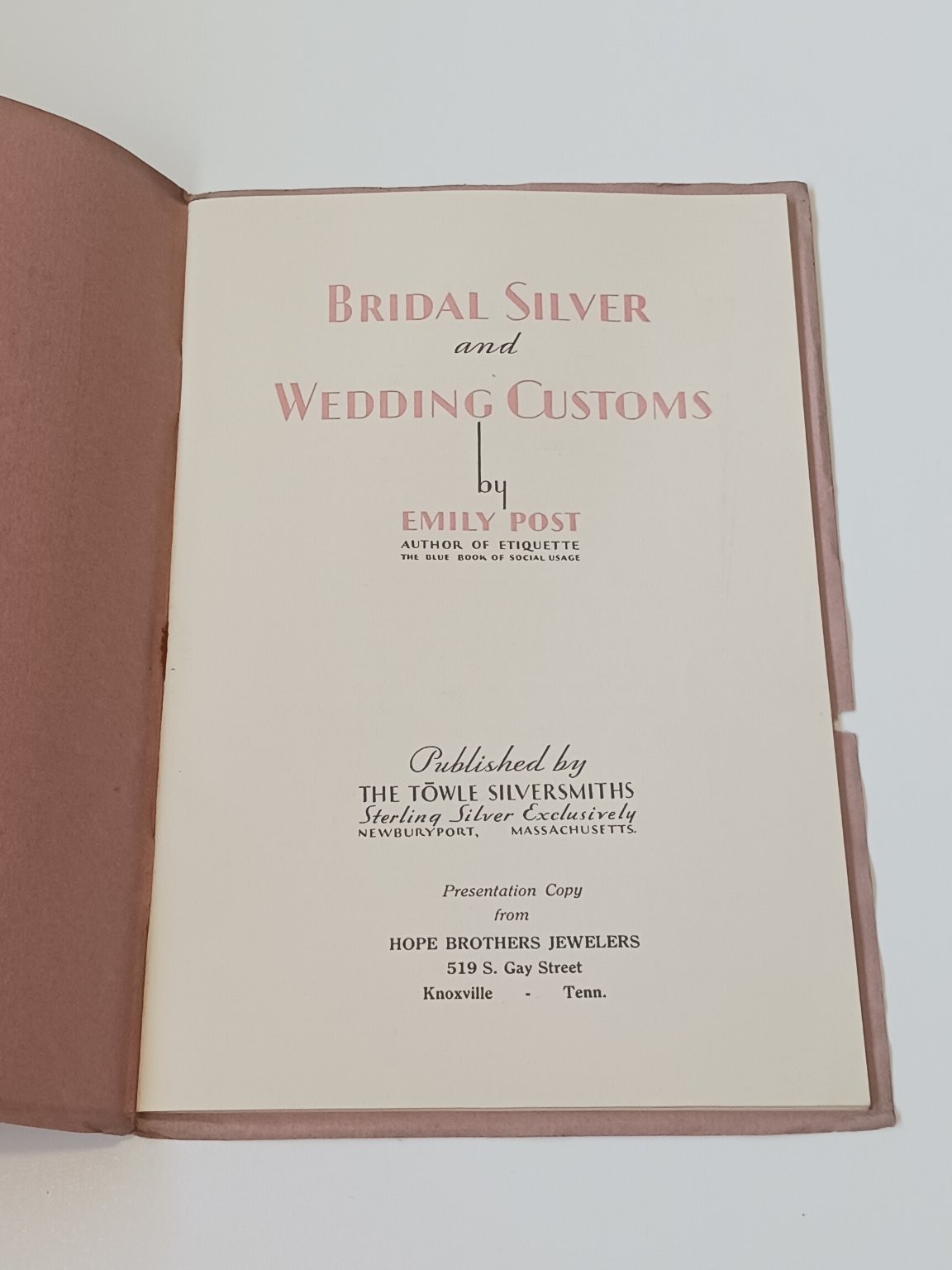 1929 Emily Post Bridal Silver and Wedding Customs Booklet Towle Guide