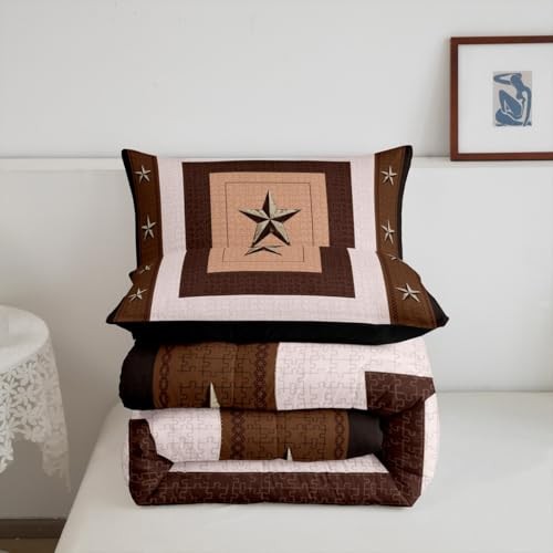 Western Decor Comforter Set Size Western Texas Star Print King Beige Brown