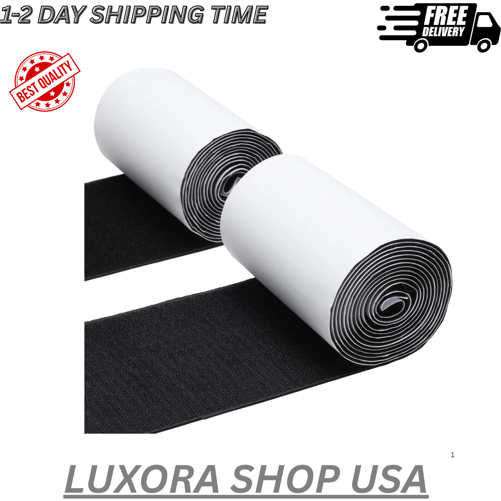 4.4 Inches x 7 Feet Strong Sticky Back Heavy Duty Hook and Loop Tape Adhesive