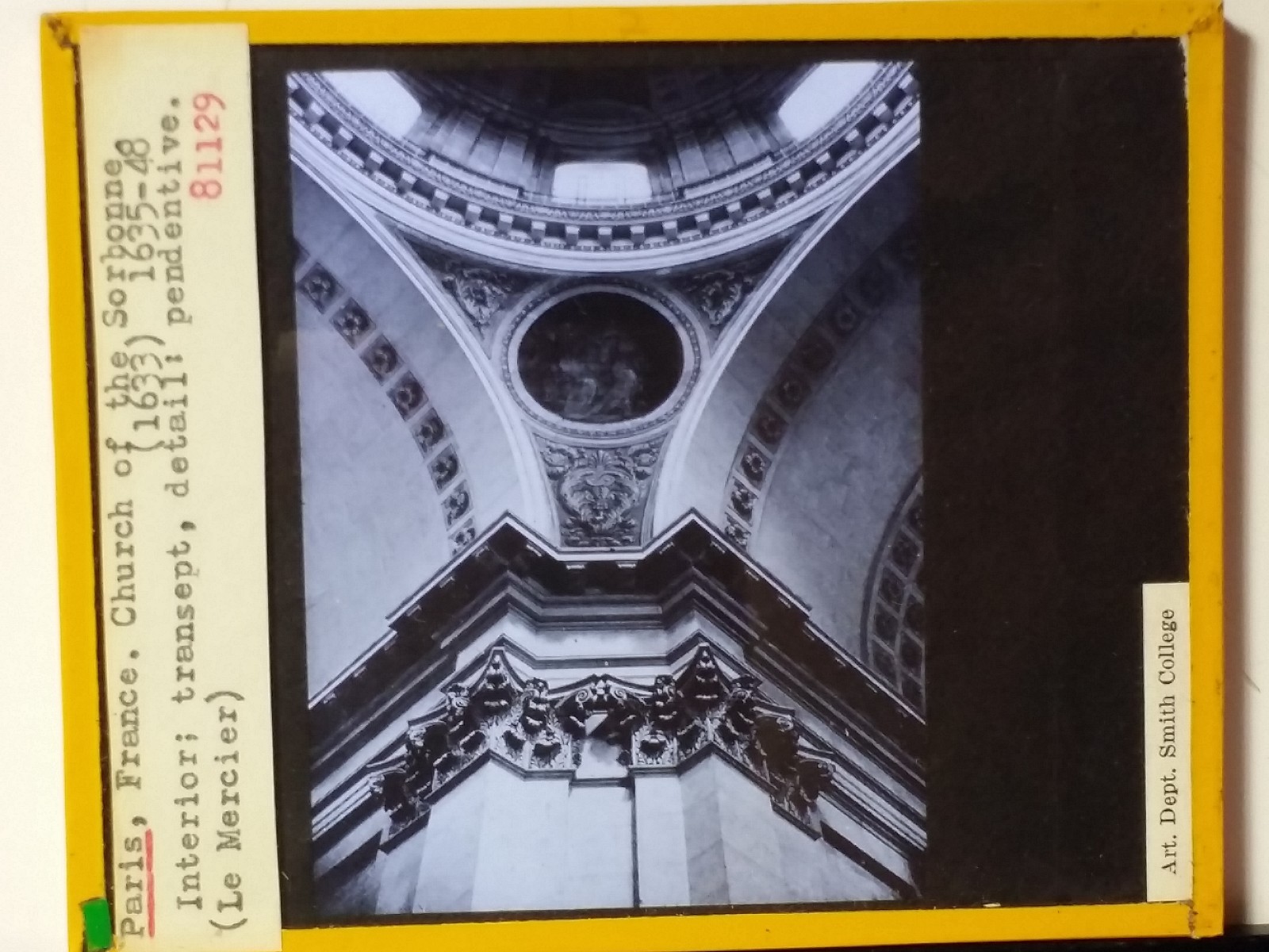Pendentive, Church of the Sorbonne, Paris, France, Magic Lantern Glass Slide