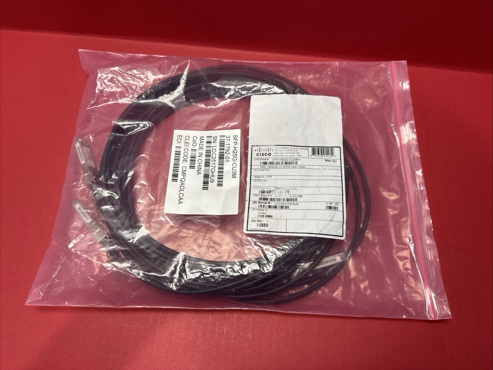 cisco SFP-H10GB-CU5M cable lot of 28 14 bags 2 on each bag