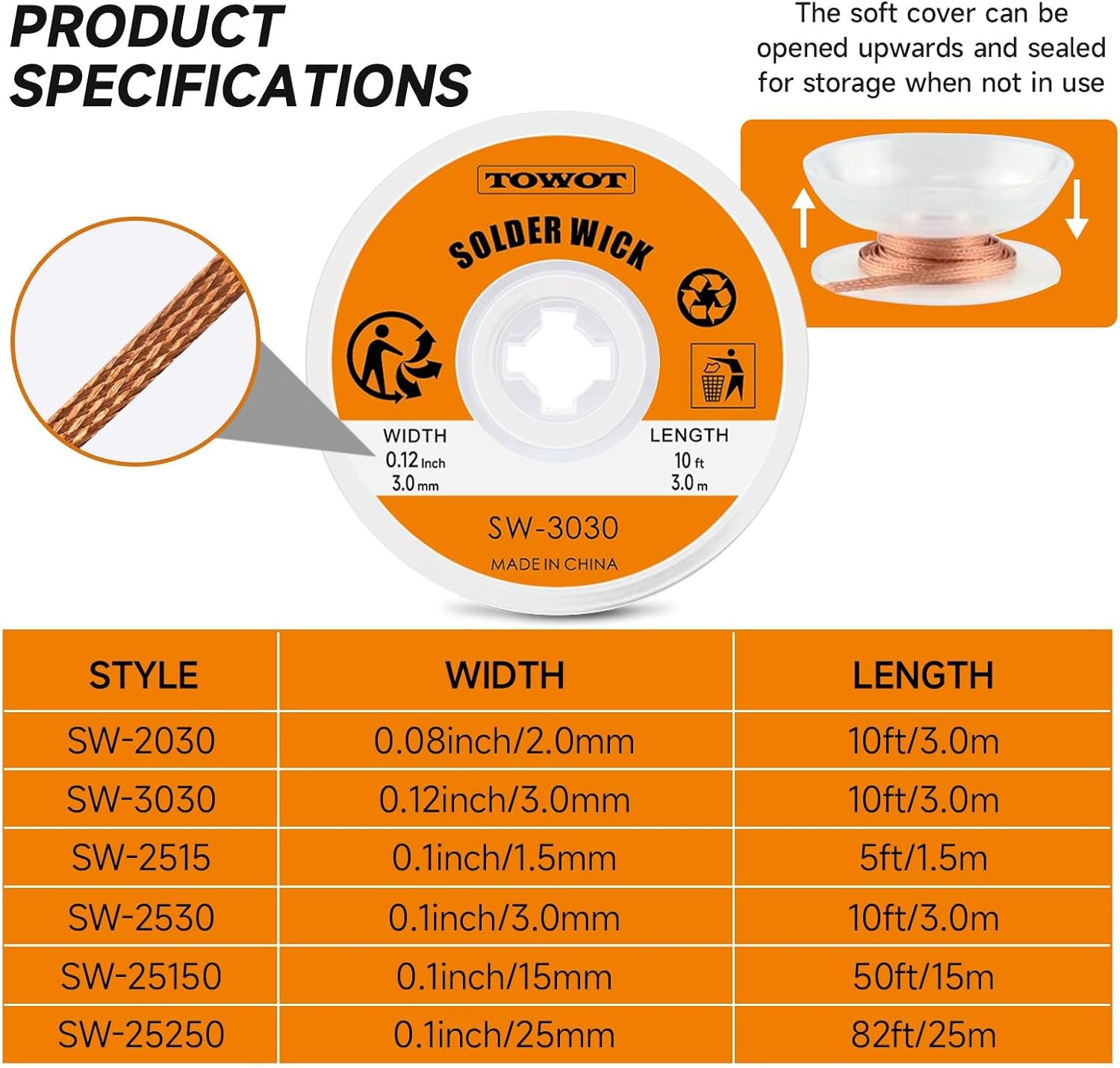 Solder Wick Braid with Flux No-Clean Electronic, DEsoldering Wick Braid Remover
