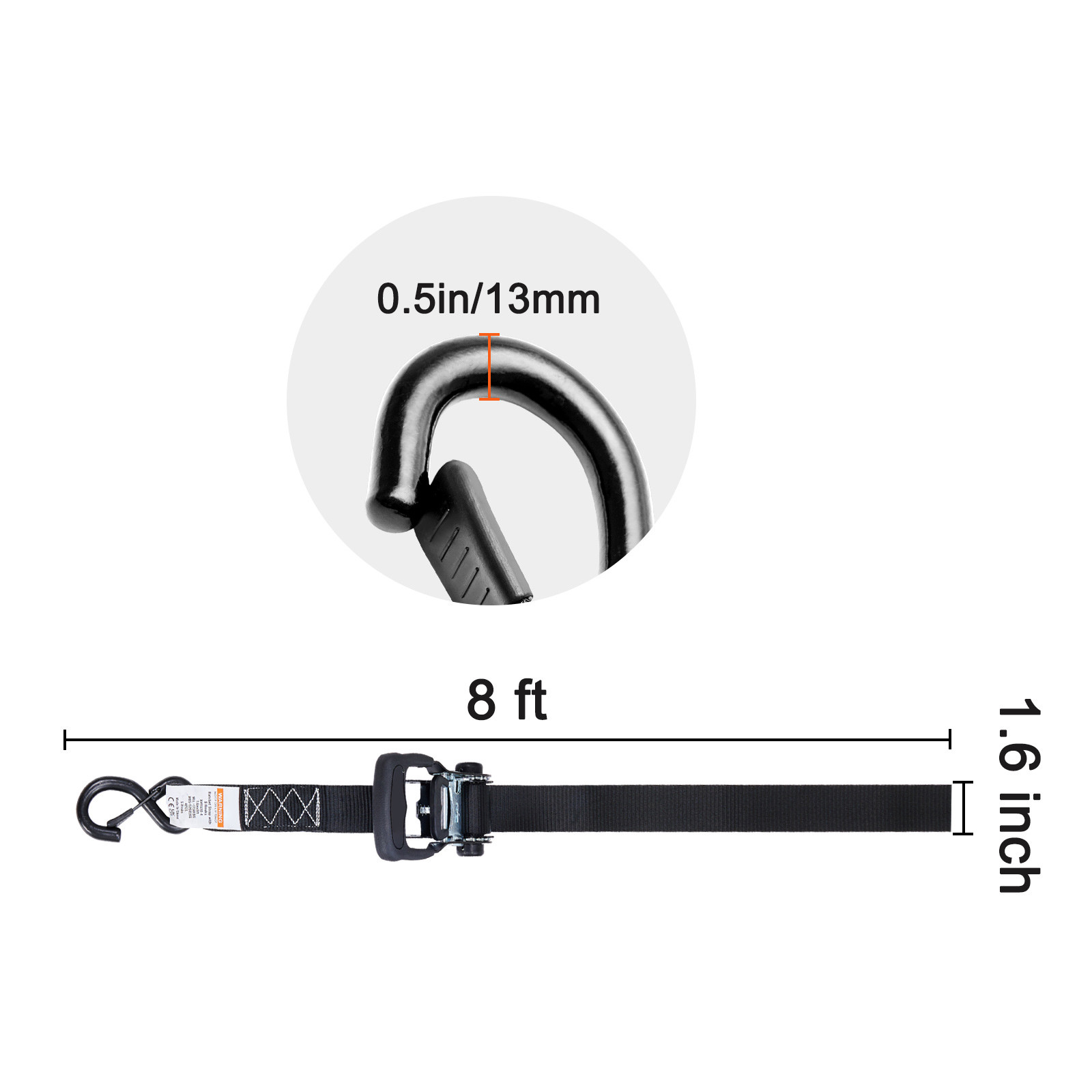 4 Pack Ratchet Tie Down Straps 5208 lbs 1.6" x 8' Heavy Duty for Cargo