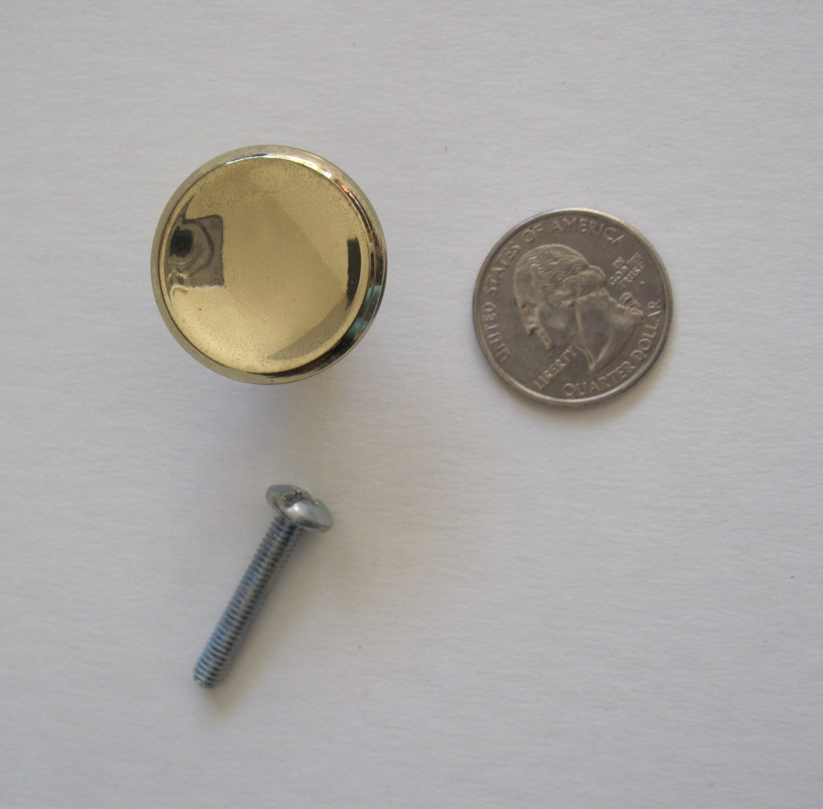 5 (+more) MCM Concave Vtg Polished Brass Knobs NOS Amerock 1" Round Small T-551