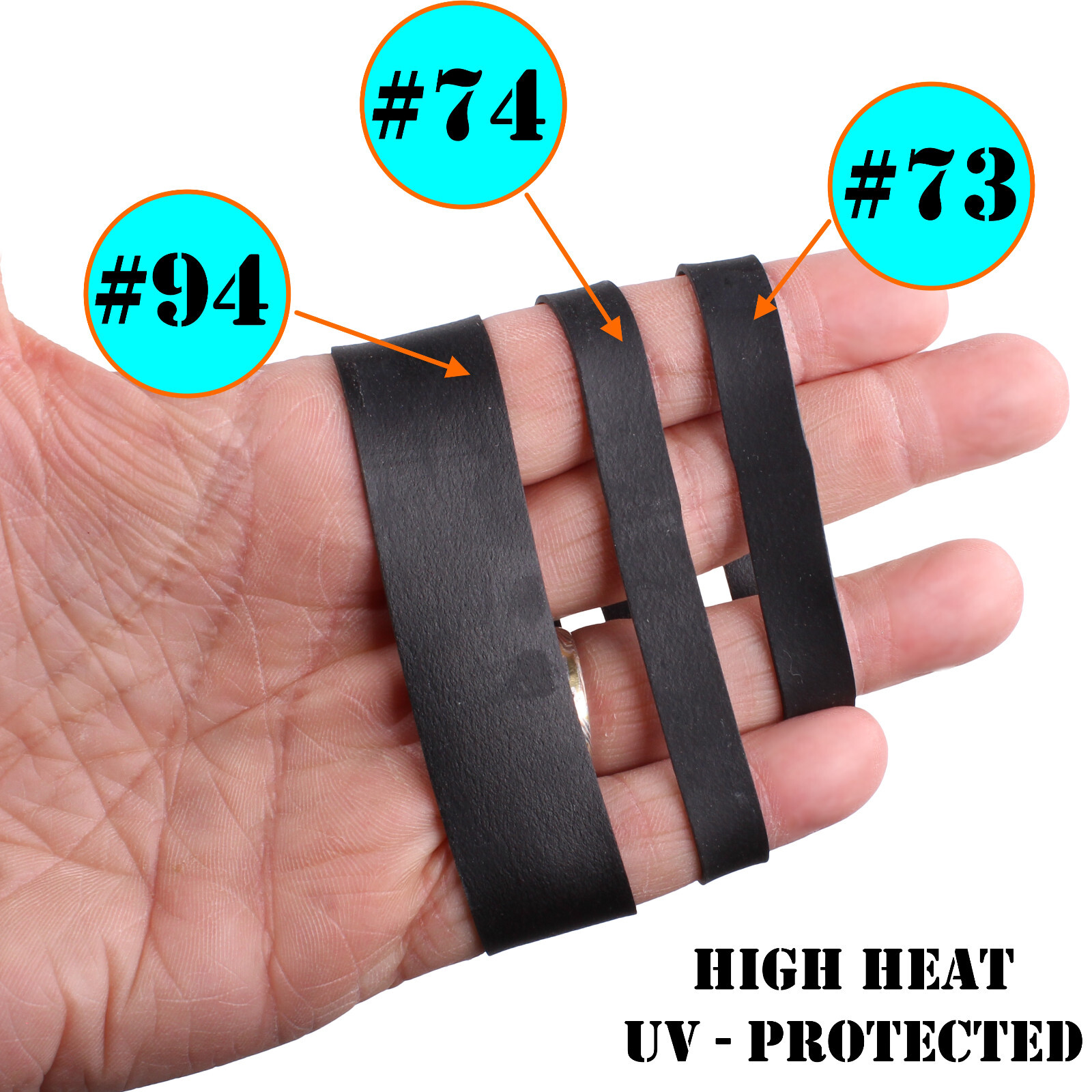 Black Extra Wide 3/4" Fat Rubber Bands #94 .75 inch Large Made In USA Thick