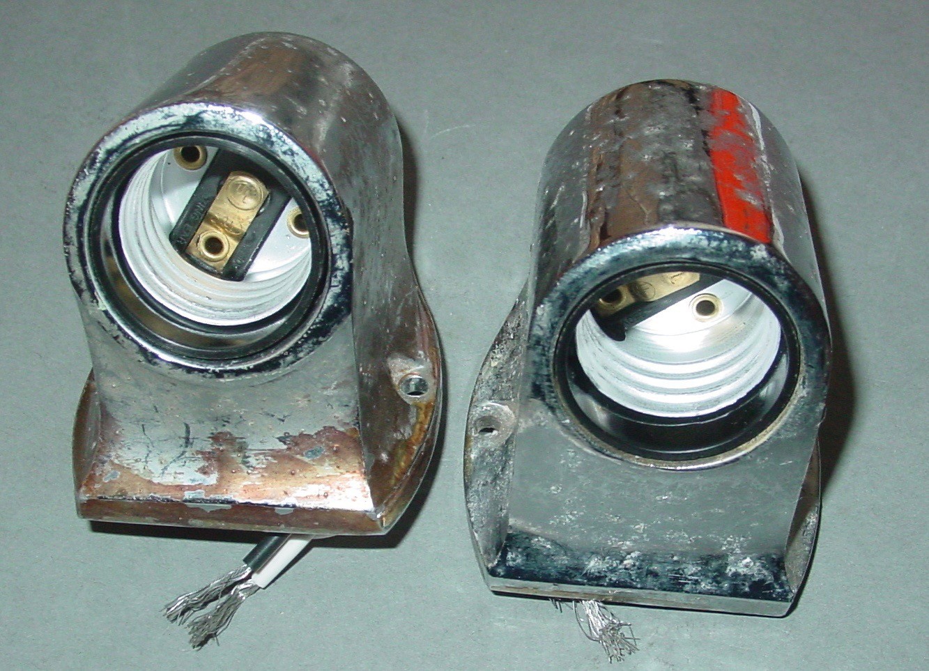 2 Vintage Boat Sconces Lot Art Deco Low Profile Compact Chrome Light Fixture