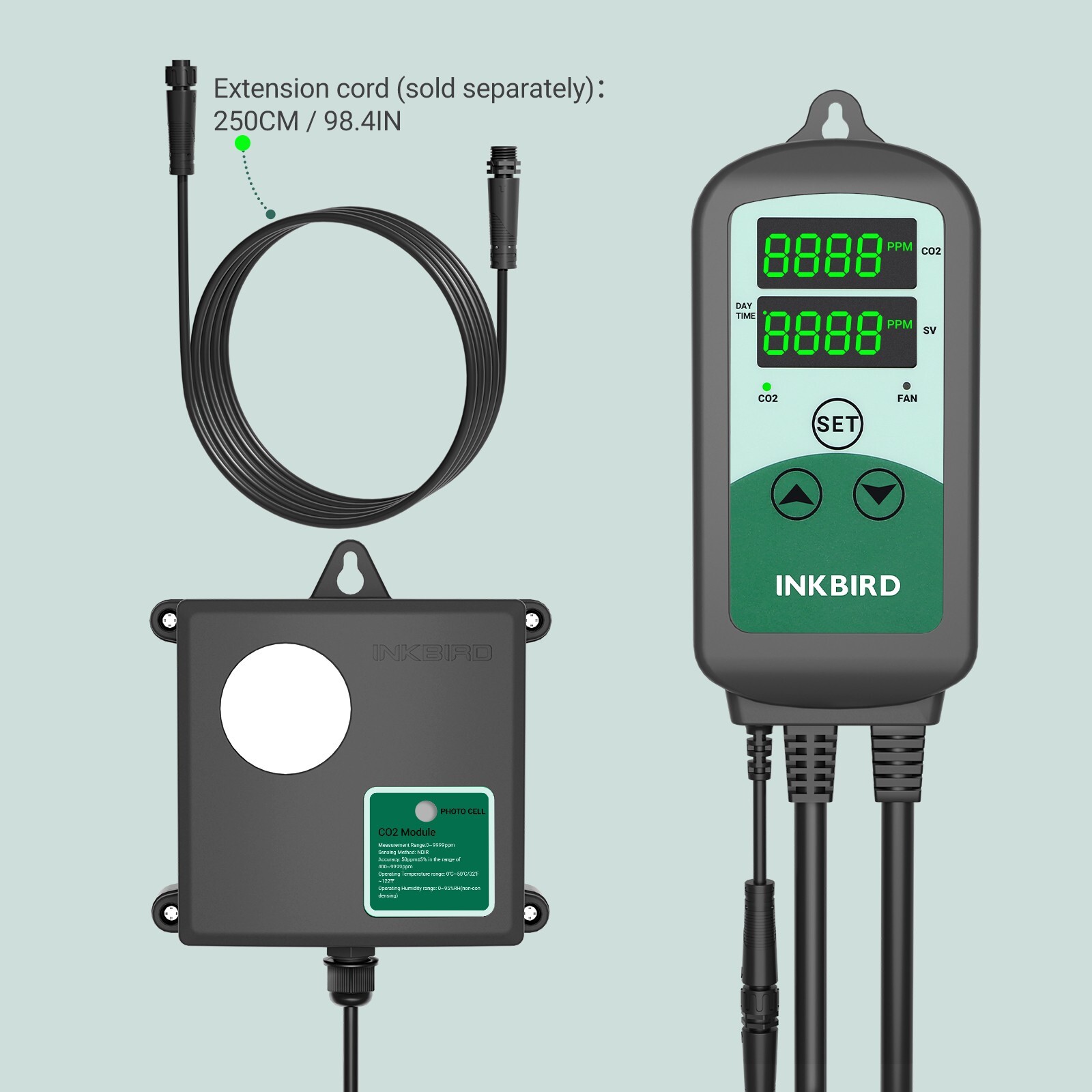 INKBIRD CO2 Controller Carbon Dioxide Built-in Photo Sensor 3 Running Modes 120V