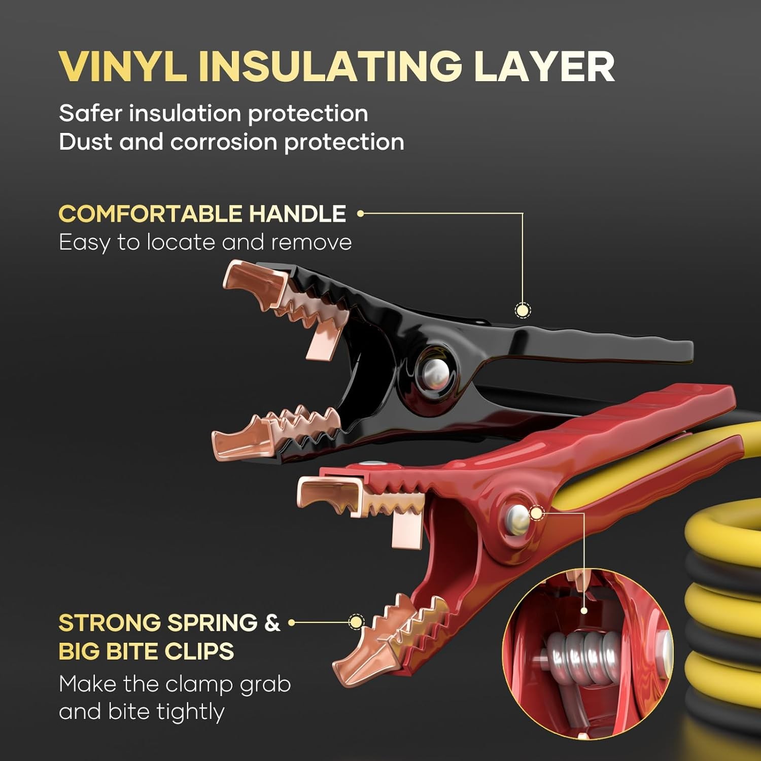 6 Gauge 16FT Jumper Cables Heavy Duty Tangle-Free with Strong Clamps