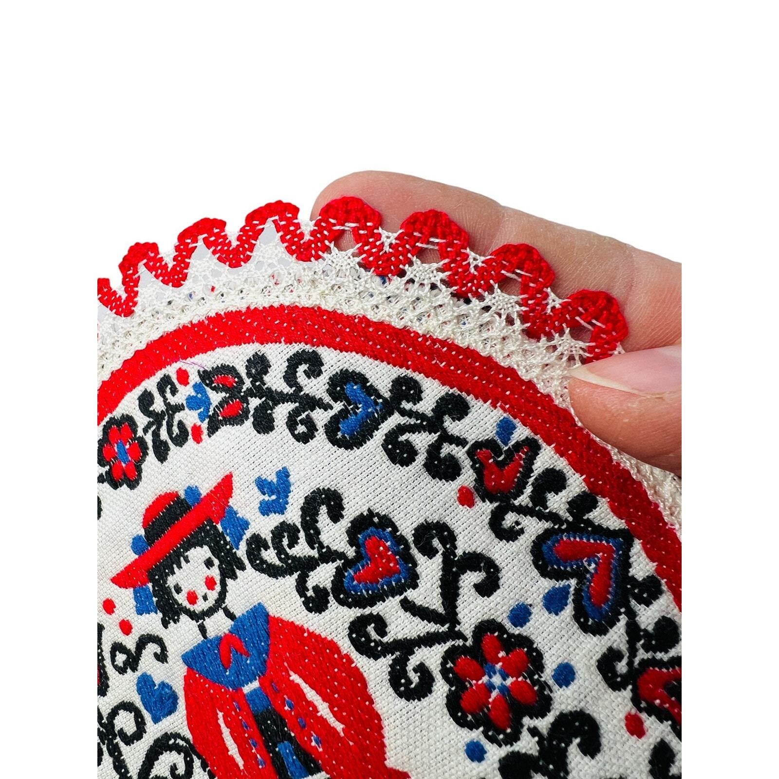 Tiroler Webkunst Embroidered Folk Art Austrian/German Vintage Hot Pad Or Doily