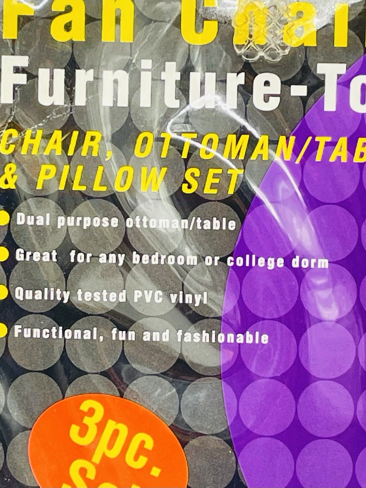 Inflatable 3 Pcs Chair Ottoman Furniture Blue Adult Sz 90s Y2K Retro Dorm RARE