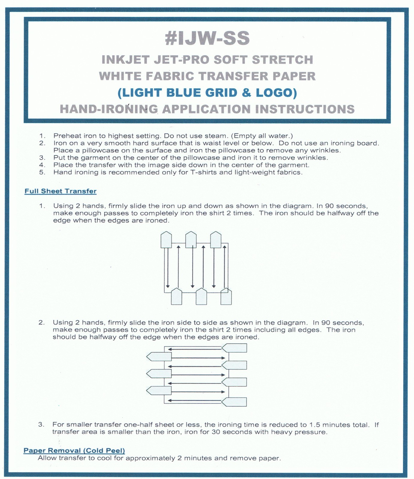 INKJET TRANSFER FOR WHITE FABRIC: IRON-ON "JET PRO SOFT STRETCH" (8.5"X11")100CT