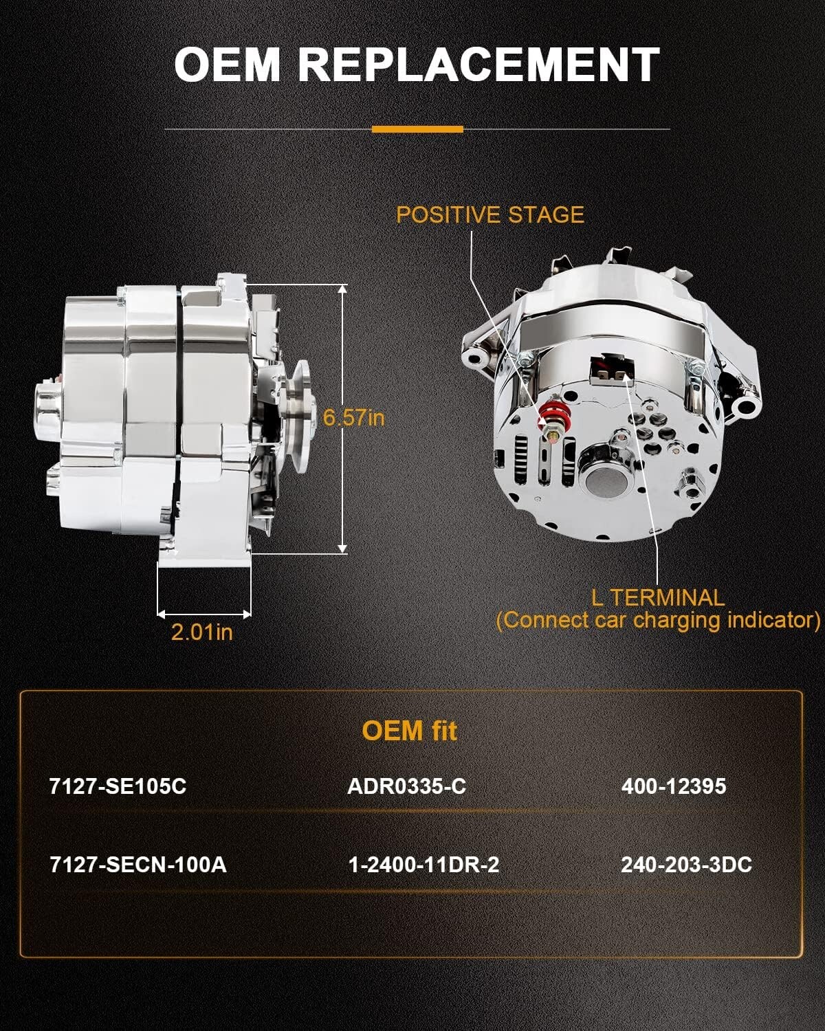 Alternator For Chrome BBC SBC Chevy 120Amp Street Rod GM 1 Wire 1975-1985 12V