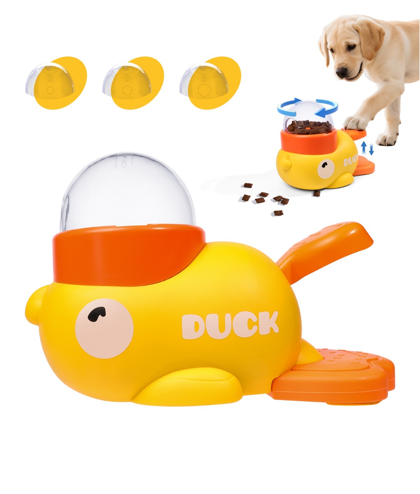 Duck Dog Food Treat Dispenser, 2-in-1 Interactive Dog Puzzle Toy Slow Feeder-USA