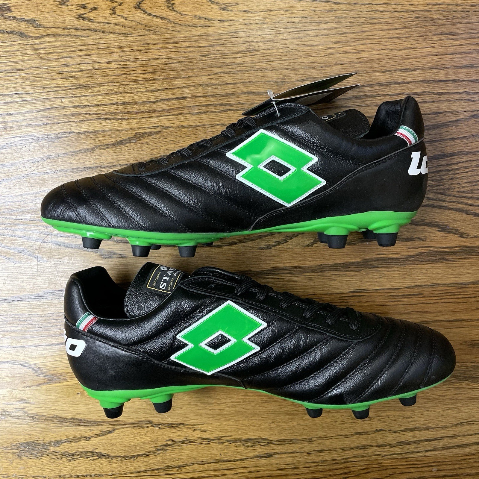 Lotto Stadio OG II FG Mens Sizes Soccer Cleats Shoes Black Spring Green Italy