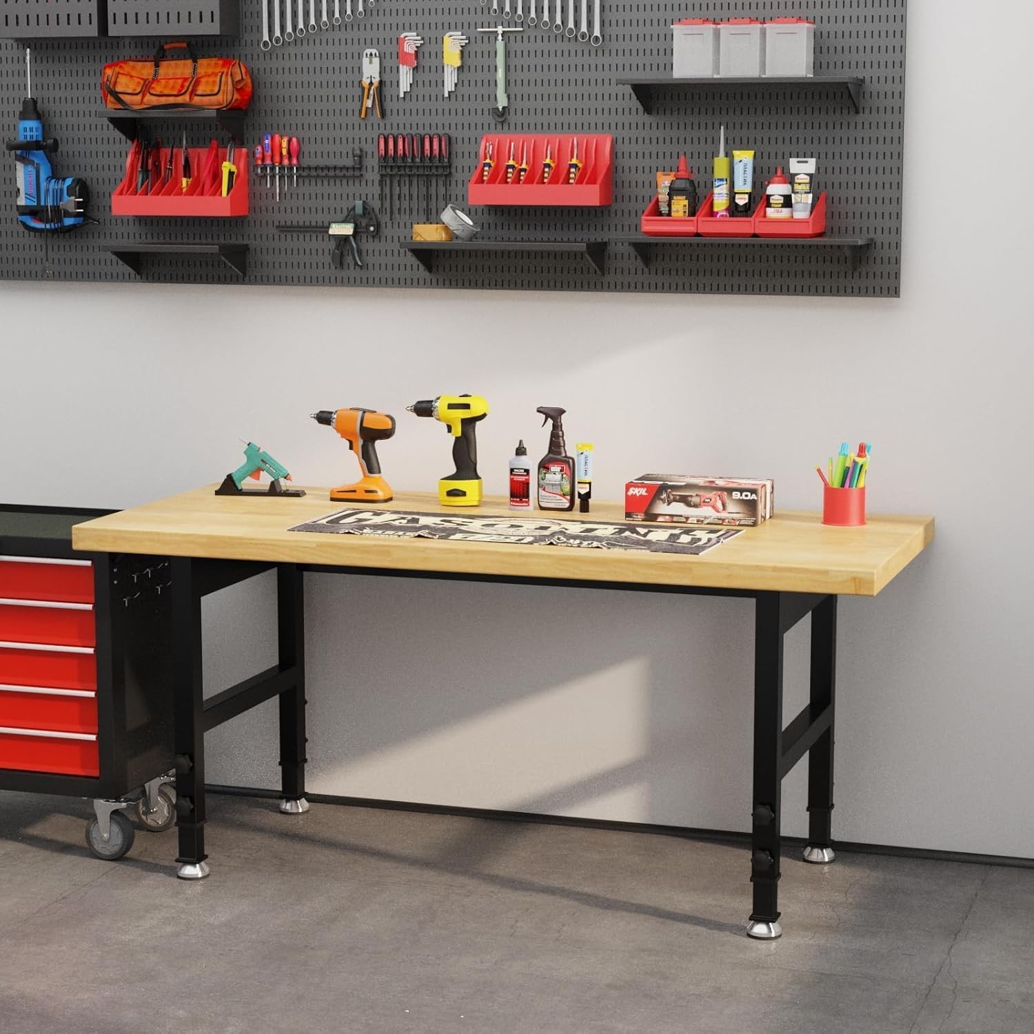 60 Inch Heavy Duty Adjustable Height Workbench 2000 LBS Load Capacity