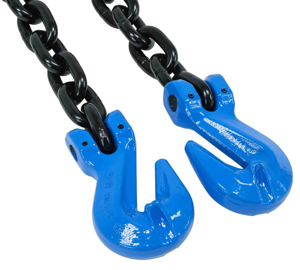 3/8" x 20' G100 High Grade Transportation Chain w/ Grab Hooks, 8800 lbs WLL