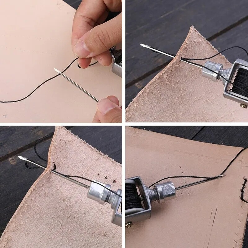 Leather Sewing Kit With Hand Speedy Stitcher Sewing Awl Waxed Thread Repair Tool