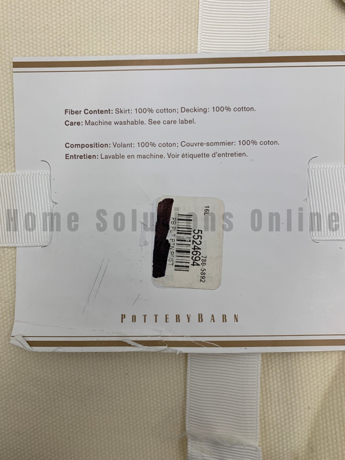 Pottery Barn Pleated Button Cotton Bed Skirt Full Natural Ivory 14" Drop #N406