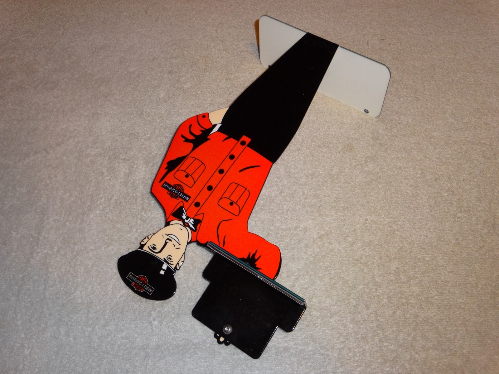 VINTAGE HARLEY DAVIDSON MOTORCYCLE👨MAN METAL GASOLINE BUSINESS CARD HOLDER SIGN