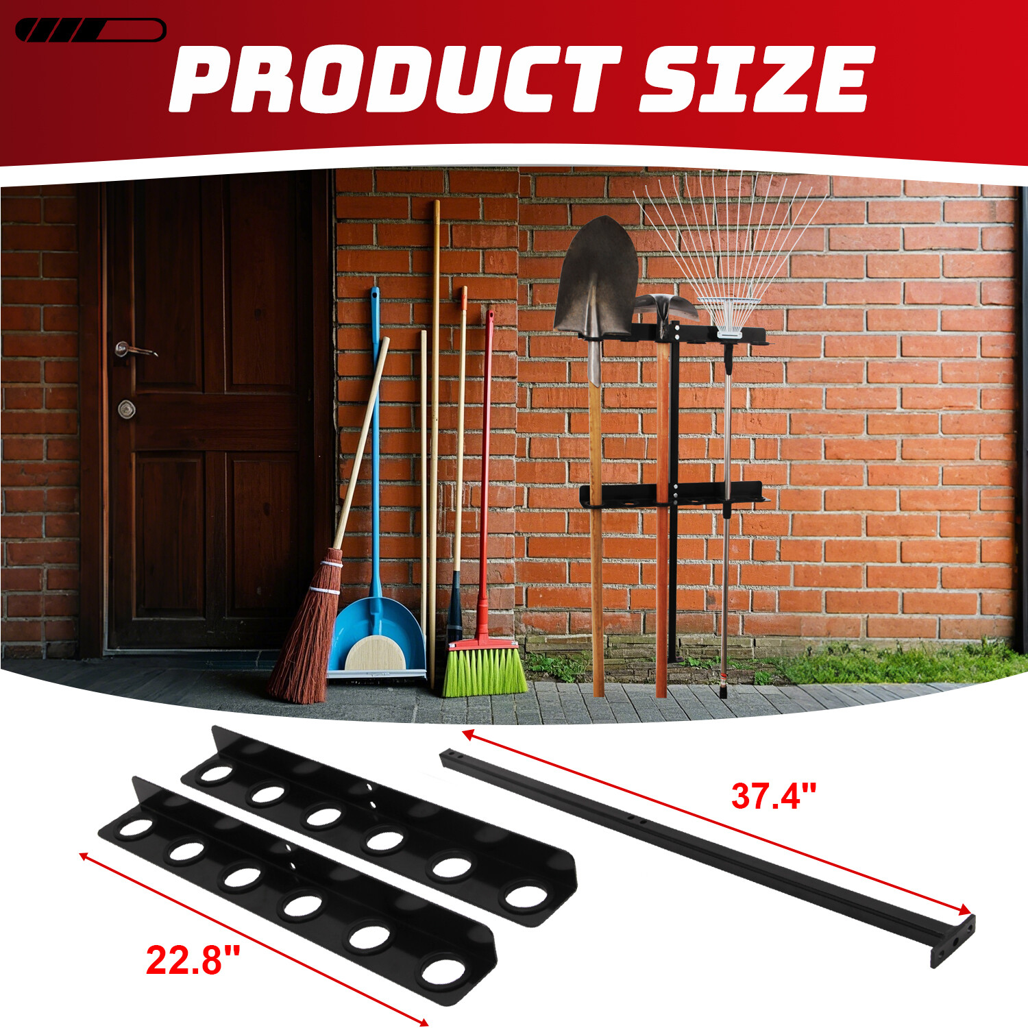 6-Hole Trailer Tool Rack – Shovel, Rake & Pickaxe Holder with Rubber Grommets
