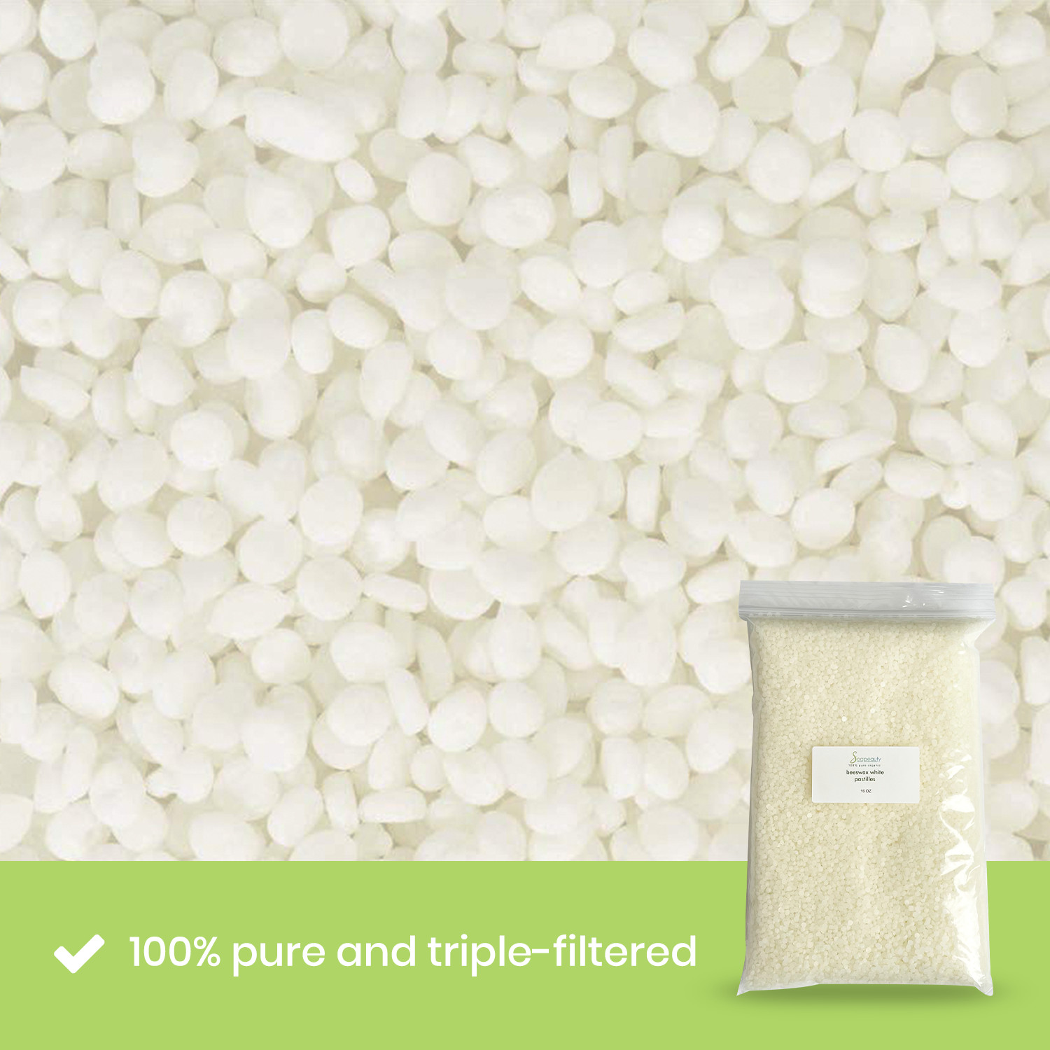 White Beeswax Pastilles Beads 100% Pure & Natural Made in USA Bulk 4 oz to 23 lb