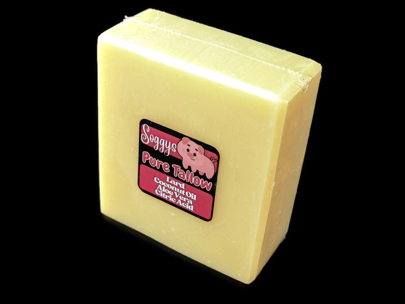 Bar Soap, Pig Tallow, Unscented, Sudsy, Handcrafted, All Natural, 5-6 oz