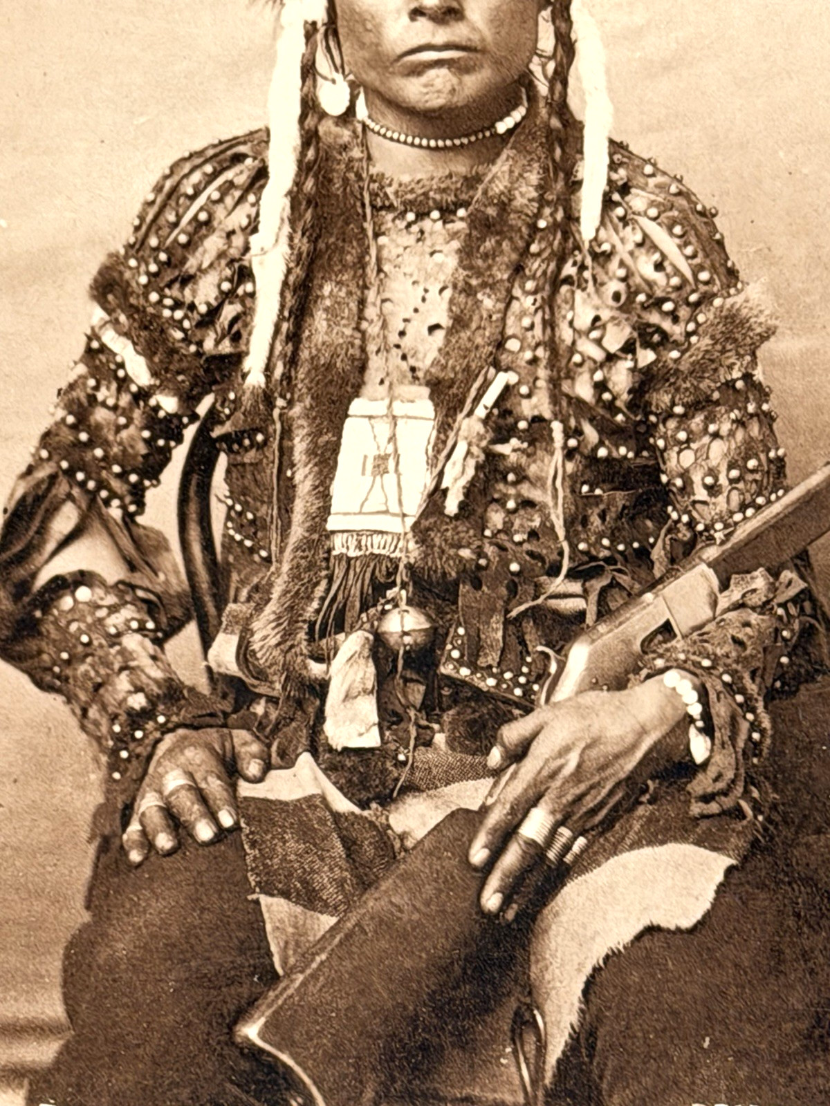 Antique Native American Indian Photograph of Bear Shield (A-Ara-Ton) Warrior